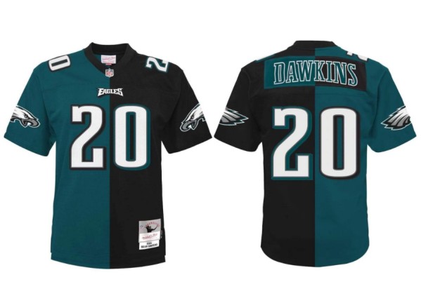 Men's Philadelphia Eagles #20 Brian Dawkins Green/Balck Split Stitched Jersey